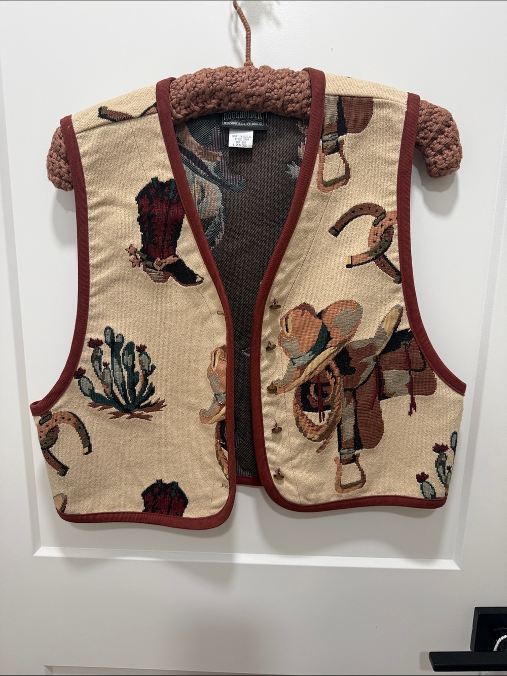 Vintage 80s Western-Print Women's Vest by Roughrider
